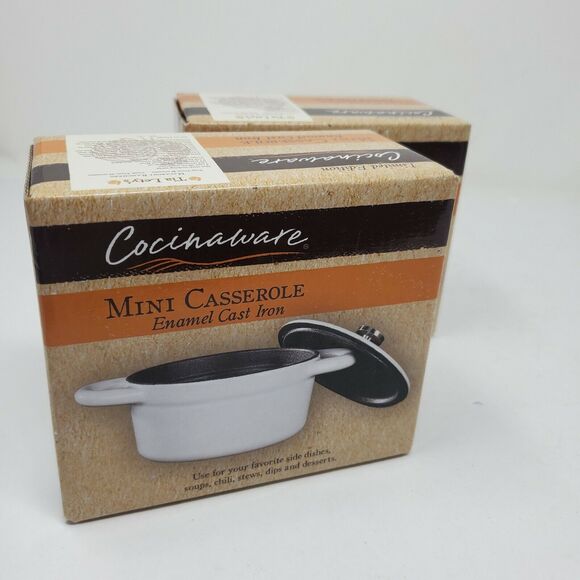 Cocinaware-New Mini enamal cast Iron 8oz. Casserole By Cocinaware set of 2 - Picture 1 of 7